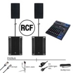 Pack Système Son RCF 932 A+ Caissons RCF 708AS + Console de Mixage