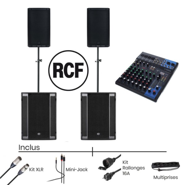 Pack Système Son RCF 932 A+ Caissons 8003 + Console de Mixage